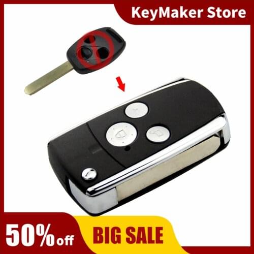 OkeyTech New Styling Modified Remote Black Flip Key Shell 3 Buttons Replacement Car Key Cover For Honda CRV Fit Accord Pilot