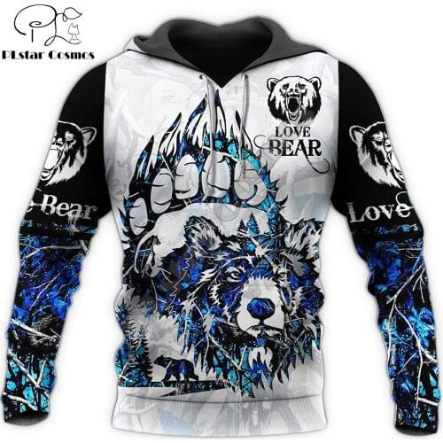 Autumn Fashion Hoodies Beautiful Bear Hunting 3D Printed Mens Sweatshirt Unisex Zip Pullover Casual Harajuku Streetwear DW0372