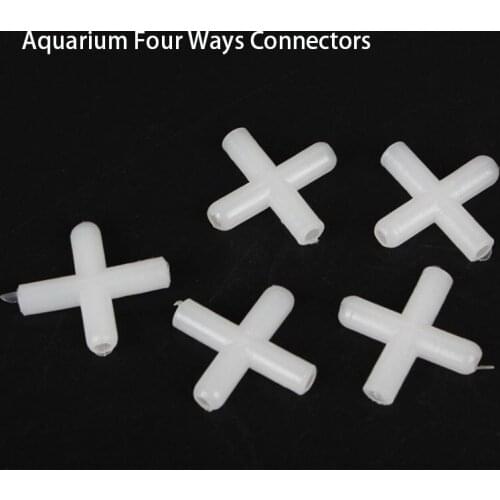 20pcs/lot 4mm Plastic Aquarium Connector Four Ways Fish Tank Air Pump Connector Control Valve Air Pipe Tube Accessories