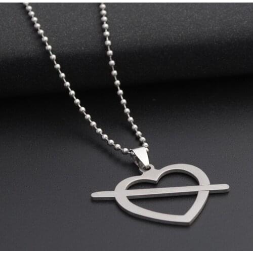 10 Stainless steel love at first sight symbol love heart arrow necklace heart shape love cupid hollow heart shaped charm jewelry