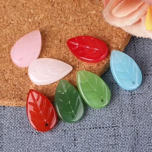 10pcs New Leaf Shape Glass Beads Multi Color 10x17mm Leaf Charms Pendant DIY Craft Earring Making Supplies Handmade Accessories
