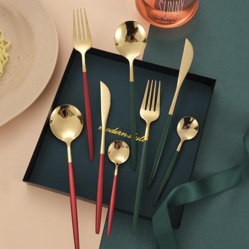 Portugal stainless steel tableware set creative titanium plated Western steak knife fork spoon gift support logo customization