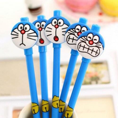 10pcs/set 0.5mm Cute cartoon jingle cat black gel pen Doraemon water pen black carbon pen to the childs gift