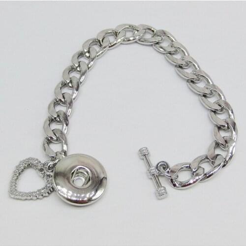 Interchangable button charm Bracelet, heart bracelet fit 18mm button NB0058