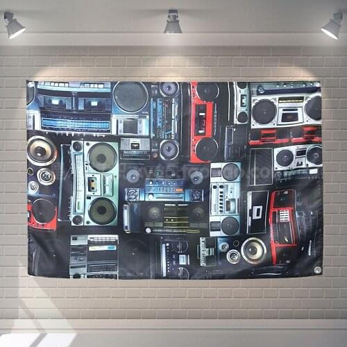 Old sound player Banners Flag Wall Sticker restaurant Cafe beer workshop Restaurant locomotive club Live background decor