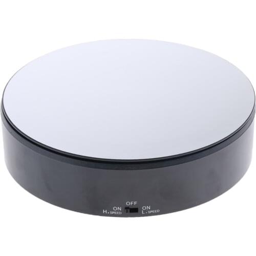 PVC Mirrored Display Base Electric Rotating Turntable Phone Bag Show Stand Black for 360 Degree Images