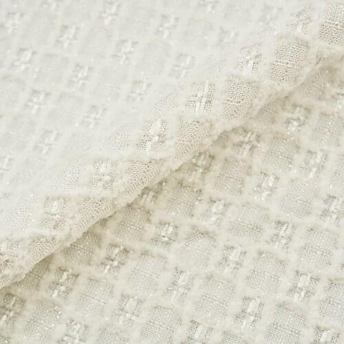 Pure White Plaid Weaving Tweed Fabric For Coat Dress Suits Telas Por Metro Tissus Au MÈTre Ткань Для Шитья Sewing By The Yard