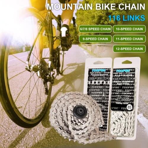 Hot Sale 8 9 10 11 12 Speed Bike Chain MTB Road Bike Electroplated Silver Chain Road Bicycle Chains 116L Bike Parts Dropshipping