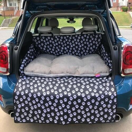 Pet Dog Oxford Car SUV Seat Cover Trunk Cargo Liner Dog Paw Printing Waterproof Floor Mat For Dogs Cats Washable Dog Accessories