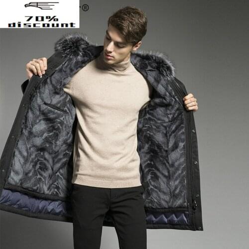Winter Goose Down Jacket Men Real Fur Coat Natural Rabbit Fur Liner Fox Fur Collar Long Warm Coats Parkas 2020 28P9234-2