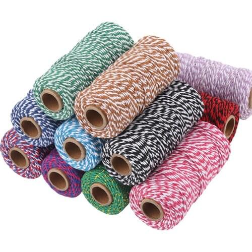 100MX2MM Double color cotton cord Rope Sewing Baker DIY Twisted Cords Decoration Gift Wrapping Wedding Party Handmade Accessor