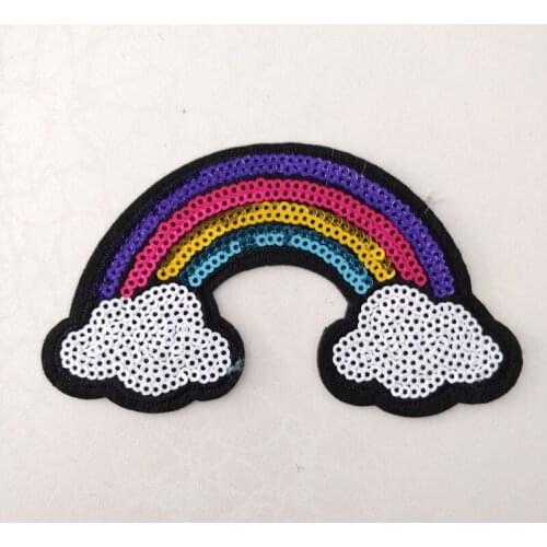 20pcs Rainbow Glitter Patch bordados parches Iron On Sequin Patches For Clothing Jeans Jacket Decor Patchwork Appliques Stickers