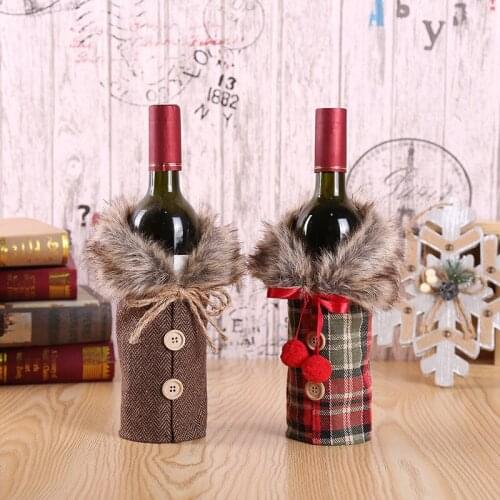 2020 Merry Christmas Ornaments Christmas Gift Lattice Wine Bottle Cover Toy Decorations for home Enfeites De Natal