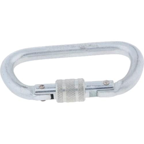 30KN Climbing D Type Screw Locking Carabiner Mountaineering Caving Arborist