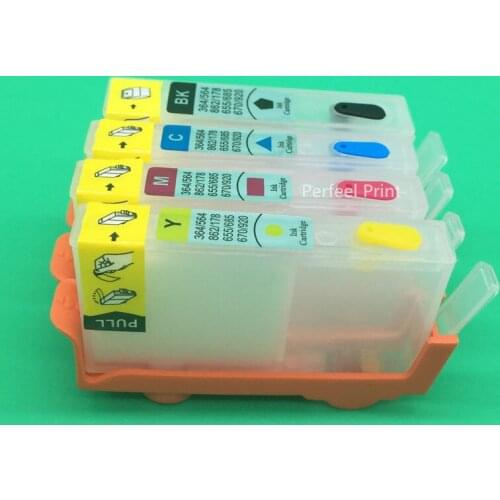 4PCS For HP178 Empty Refillable Cartridge With Chip For HP Photosmart 5510 5515 6510 7510 3520 B109a B109n B110a B209a B210a