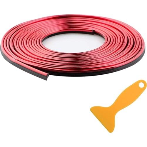 5M (16FT) Red Car Interior Moulding Trim, Car Interior Exterior Decoration Moulding Trim Rubber Seal Protector Fit for Most Car
