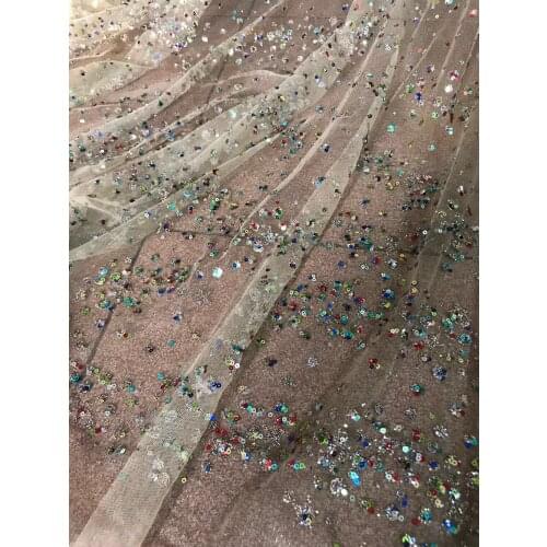 African tulle lace fabric with sequins Classic design SYJ-111514 glitter african french lace fabric