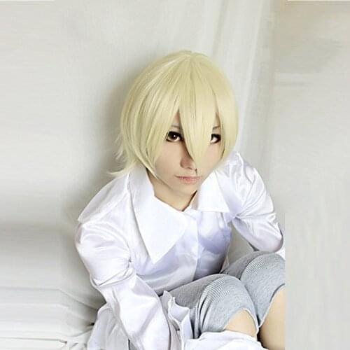Black Butler Alois Trancy Blonde Short Synthetic Hair Cosplay Full Wig + Free Wig Cap