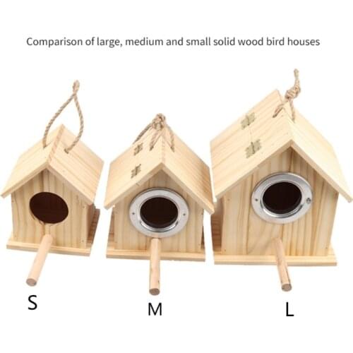 Wooden Birds House Pet Parakeet Cockatiel Breeding Nesting Cage Box Decor