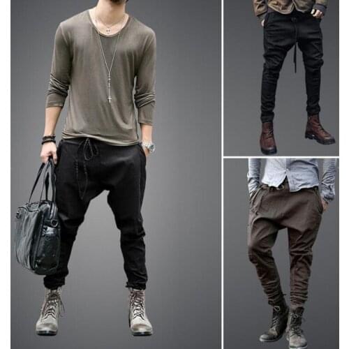Mens casual trousers loose trousers mens solid color casual trousers