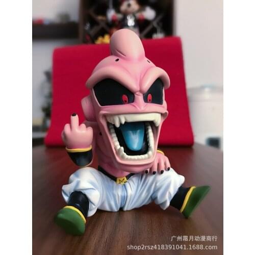BANDAI Dragon Ball Action Figure Funny Net Red Personality Creative Vertical Middle Finger Majinbuu Chassis Car Decoration Toy