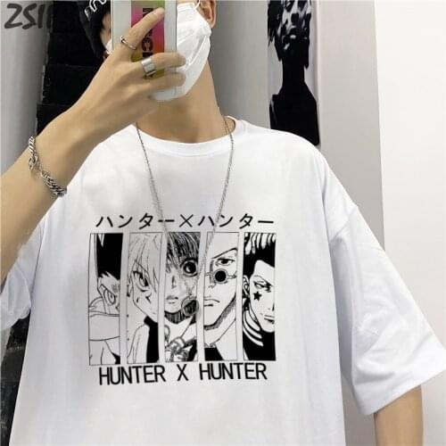 Harajuku Mens tshirt Kurapika Anime Hunter X Hunter Killua Zoldyck Print Casual T Shirt Unisex Short Sleeve Streetwear T-shirt