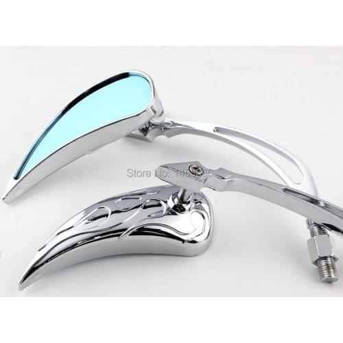CHROME TEARDROP CUSTOM REARVIEW SIDE MIRRORS 8MM 10MM ADAPTER FOR HARLEY MOTORCYCLE CRUISER CHOPPER