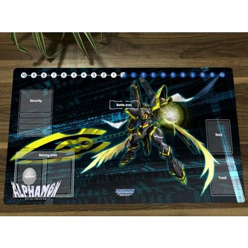 Anime Digimon Playmat Alphamon Trading Card Game Mat DTCG CCG Mat Mouse Pad Desk Mice Gaming Play Mat Card Zones Free Bag