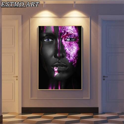 Canvas Painting for Living Room Black and Purple Woman Canvas Poster and Prints Aesthetic WALL HOME DECOR Modern Art Painting