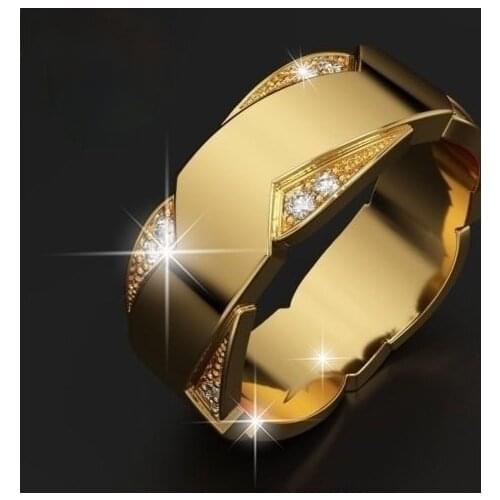 Classic Business Mens Ring Wedding Ring Luxury Gold Plated Cocktail Party Jewelry Engagement Ring Anniversary Gift Size Us6-12