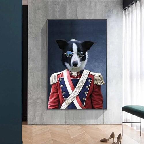 Cat in Military Uniform Canvas Paintings On the Wall Art Posters And Prints Funny Animals Art Canvas Pictures For Living Room