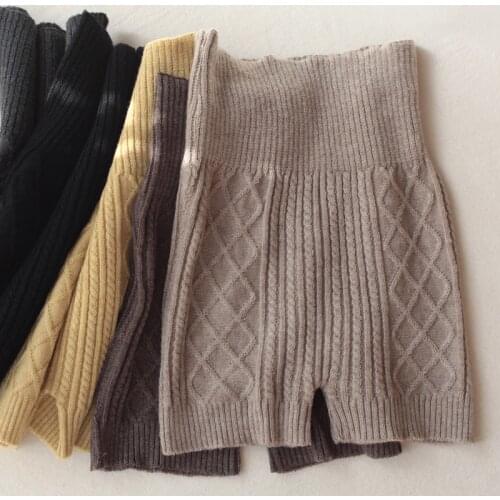 Warm Waist Short Leggings Woolen Knit Shorts Womens Autumn And Winter Thick High Waist Seamless Sweater Short Trousers