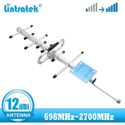 Lintratek 12dBi 2g 3g 4g Yagi antenna 694~2700MHz outdoor antenna for 700 800 gsm cellular amplifier 2100 LTE signal booster