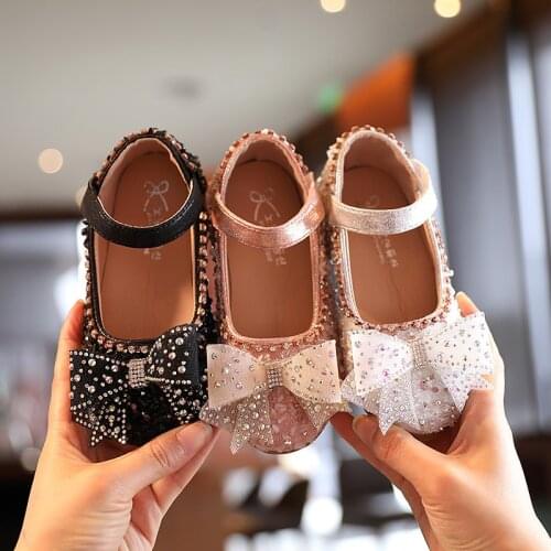 Little Girls Fashion PU Leather Bow Princess Shoes 2020 Autumn Childrens Pink Performance Dancing Shoes Toddler Dress Shoes