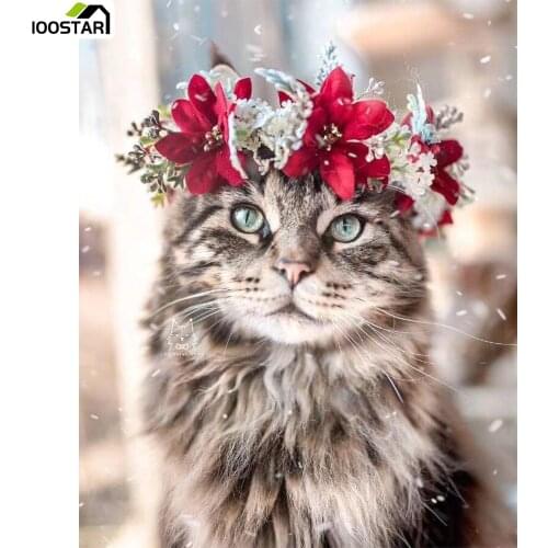 2020 New Round Drill Diamond Painting Cartoon Flower Cat Modern Pattern DIY Full Drill Cross Stitch Kit Home Deocr Unique Gift