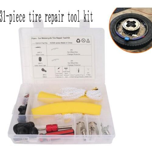 31-piece Tire Repair Tool Kit with Yellow Protective Cover, Suitable for Cars and Motorcycles