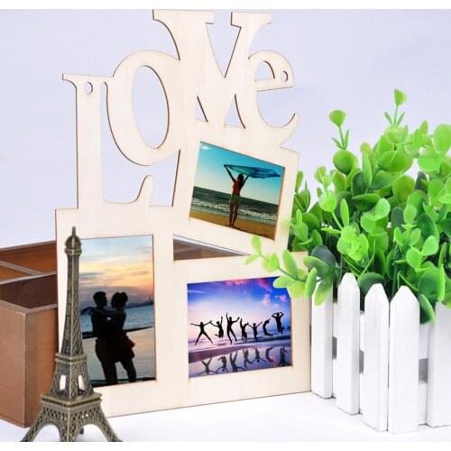 New Lovely Hollow Love Wooden Family Photo Picture Frame Rahmen White Base Art Home Decor