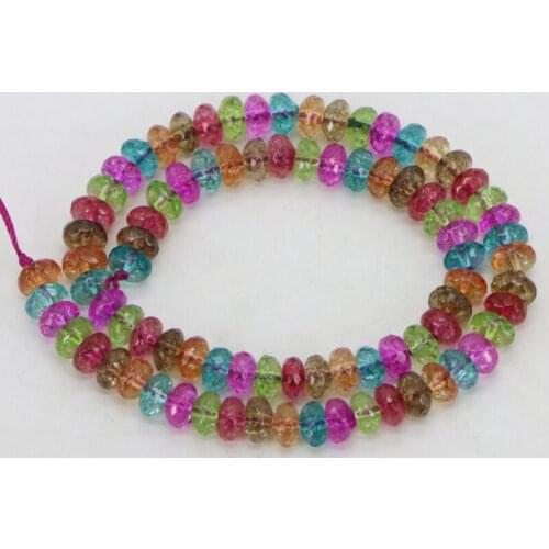 New fashion jewelry Charming high quality 5x8mm Faceted Multicolor Tourmaline Loose Beads 15" Wholesale and retail