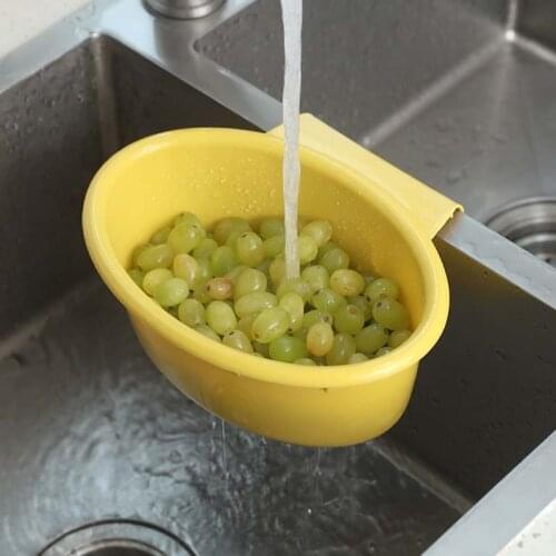 Oval Sink Hanging Drain Basket Multifunctional Fruit Vegetable Washing Plastic Storage Basket Kitchen Cleaning Tool Organizer
