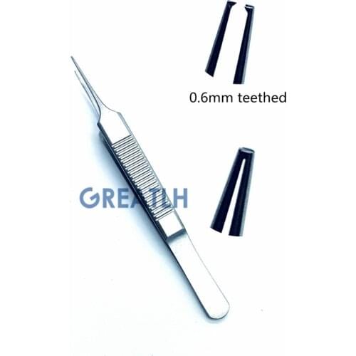 Stainless Steel Tweezers 12.5 cm Surgical Forceps Dental Insturment with 0.6mm teeth