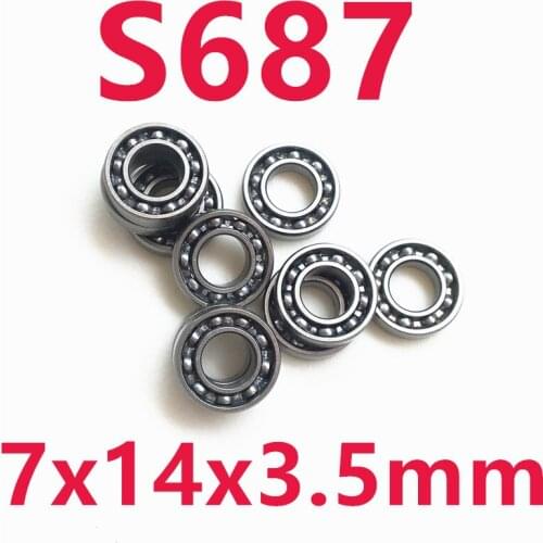 Free Shipping 50 Pcs Open Type S687 S687z A5 S687zz W4 S687 2rs Cb A7 Bearings 7x14x3.5 Mm Stainless Steel Ball Bearings
