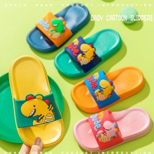 Slippers For Children New Summer Baby Home Shoes Boy Girls Slippers Dinosaur PVC Flip Flops Kids Non-slip Beach Sandals Bathroom