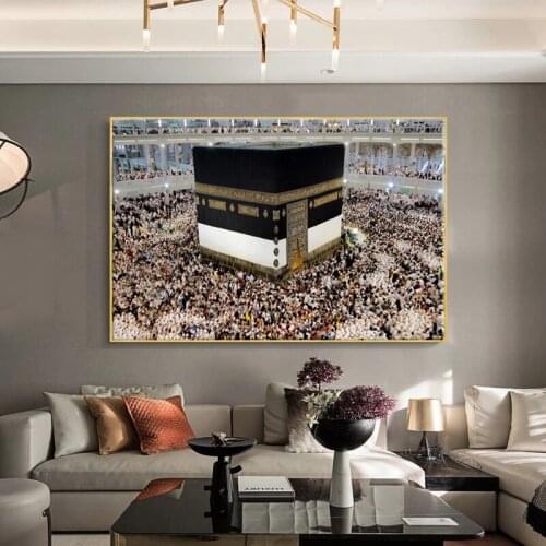 Modern Islam Muslim Style Art Canvas Painting Mecca Mosque Posters and Print Cuadros Wall Art Picture for Living Room Home Decor