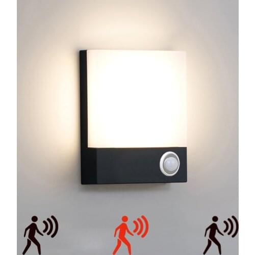 Modern Waterproof outdoor 15W LED wall lamp IP65 Aluminum PIR Motion Sensor Wall Light Garden porch Sconce 110V 220V ZBW0007