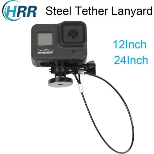 Steel Tether Lanyard 2PS for GoPro Hero 9 8 7 6 5 4 Session DJI OSMO Action Insta360 One R X2 Camera Protection Rope Accessory