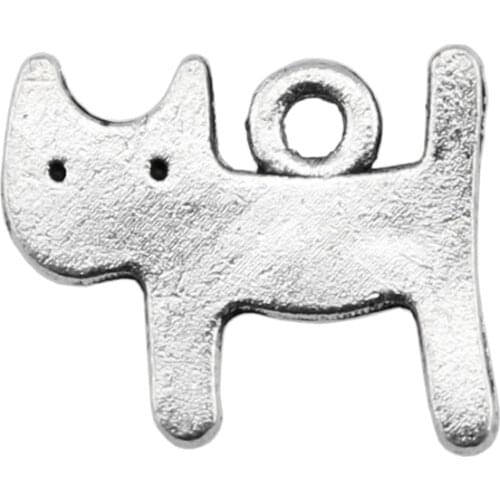 WYSIWYG 20pcs 14x12mm Pendant Small Cat Kawaii Cat Charm Pendants For Jewelry Making Antique Silver Color Cute Cat Pendants