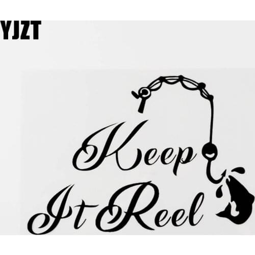 YJZT 16CM×10.8CM Funny Keep It Reel Fish Vinyl Car Sticker Decal Accessories Black/Silver 8C-0457