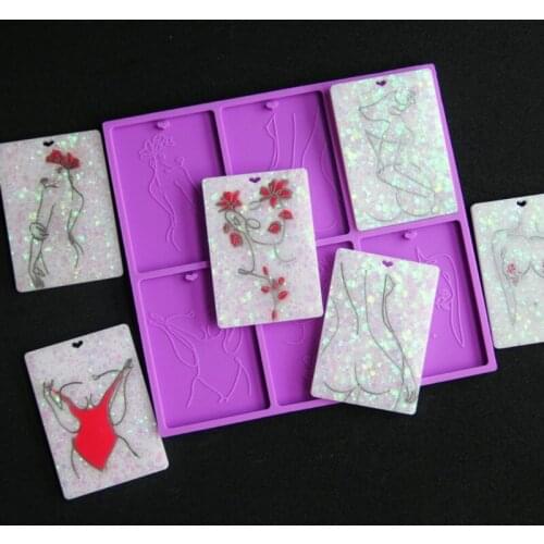 Women Body Line Art Keychain Epoxy Resin Mold Necklace Pendant Silicone Mould