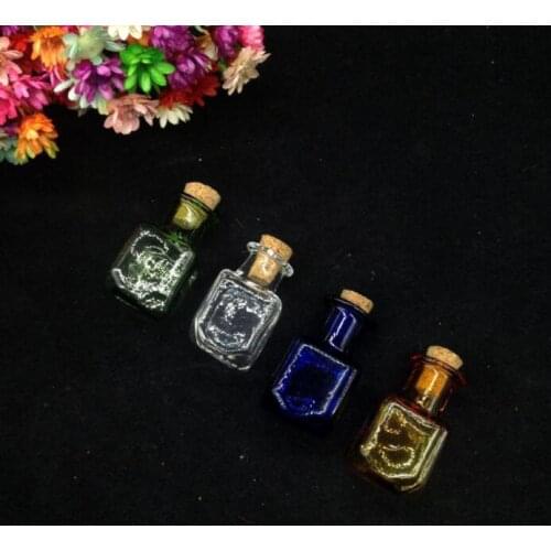 100sets/lot Mini Small Fancy Empty Glass Bottle Wishing Corks Handwork Necklace Pendant glass Bottle Perfume essential oil vials