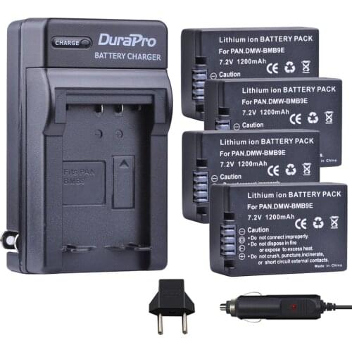 4pcs DMW-BMB9 DMW-BMB9E DMW BMB9 Battery + Car Charger for Panasonic Lumix DMC FZ40K FZ45K FZ47K FZ48K FZ60 FZ70 FZ100 FZ150
